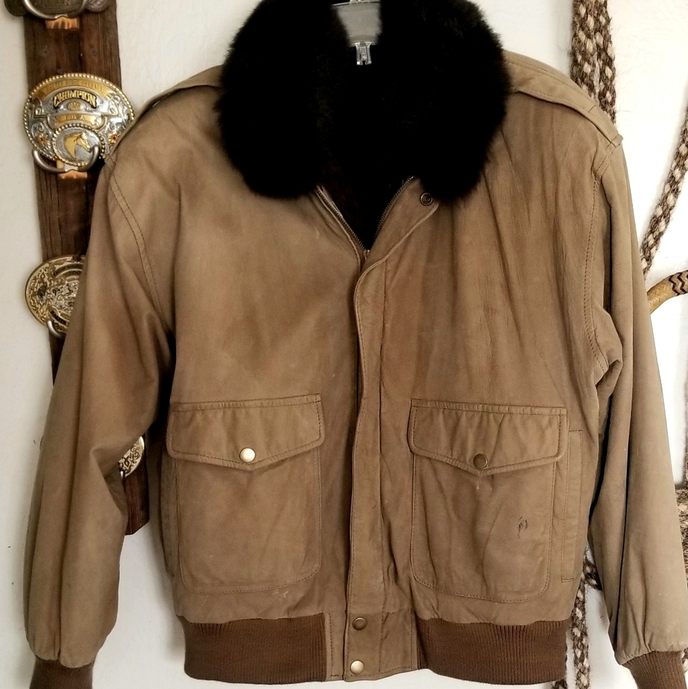Vintage Savage LEATHER Bomber Jacket fur lined